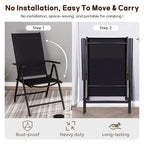 9-Piece Patio Dining Set, Metal Table and Foldable Sling Dining Chairs with 7 Levels Adjustable