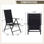 9-Piece Patio Dining Set, Metal Table and Foldable Sling Dining Chairs with 7 Levels Adjustable