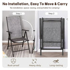 9-Piece Patio Dining Set, Metal Table and Foldable Sling Dining Chairs with 7 Levels Adjustable