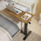 Overbed Table Height Adjustable Sofa Laptop Desk Tilting with 4 Wheels