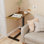 Overbed Table Height Adjustable Sofa Laptop Desk Tilting with 4 Wheels