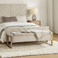 Alina Modern Upholstered Flip Top Storage Bench with Metal Legs by HULALA HOME