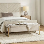Alina Modern Upholstered Flip Top Storage Bench with Metal Legs by HULALA HOME