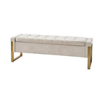 Alina Modern Upholstered Flip Top Storage Bench with Metal Legs by HULALA HOME
