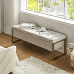 Alina Modern Upholstered Flip Top Storage Bench with Metal Legs by HULALA HOME