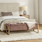 Alina Modern Upholstered Flip Top Storage Bench with Metal Legs by HULALA HOME