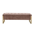 Alina Modern Upholstered Flip Top Storage Bench with Metal Legs by HULALA HOME