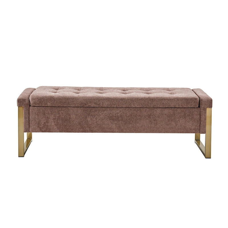 Alina Modern Upholstered Flip Top Storage Bench with Metal Legs by HULALA HOME