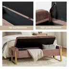 Alina Modern Upholstered Flip Top Storage Bench with Metal Legs by HULALA HOME
