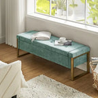 Alina Modern Upholstered Flip Top Storage Bench with Metal Legs by HULALA HOME