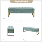 Alina Modern Upholstered Flip Top Storage Bench with Metal Legs by HULALA HOME