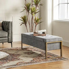 Alina Modern Upholstered Flip Top Storage Bench with Metal Legs by HULALA HOME
