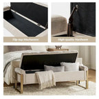 Alina Modern Upholstered Flip Top Storage Bench with Metal Legs by HULALA HOME