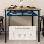 Dining Table Set for 4, Kitchen Table Set with Upholstered Bench and Square Stools