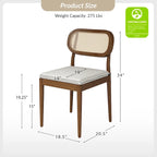 Konstantin Modern Solid Wood Dining Chair with Ratten Back and Removable Cushion Set of 4 by HULALA HOME