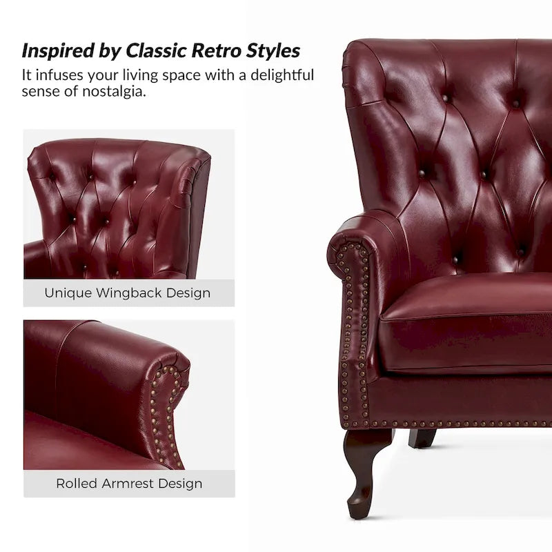 Gerhard Genuine Leather Armchair with Nailhead Trims and Removable Cushion Set of 2 by HULALA HOME
