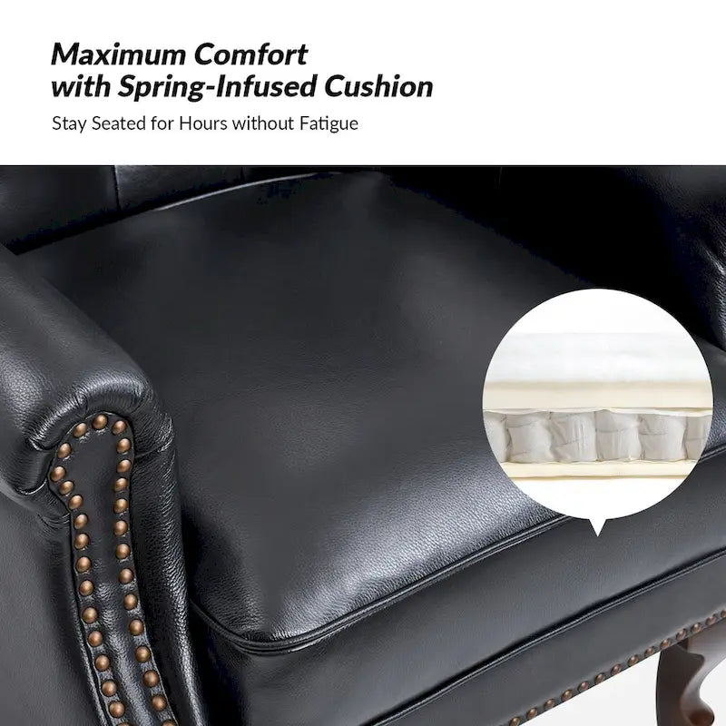 Gerhard Genuine Leather Armchair with Nailhead Trims and Removable Cushion Set of 2 by HULALA HOME