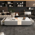 Storage Masterpiece Contemporary White Coffee Table Colorful LED Edge - 55.1W
