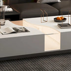 Storage Masterpiece Contemporary White Coffee Table Colorful LED Edge - 55.1W