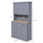 HOMCOM 71 Buffet with Hutch, Farmhouse Kitchen Pantry Storage Cabinet with Microwave Oven Countertop, Drawer
