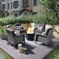 XIZZI 5-piece Single Chairs Wicker Patio Furniture with Firepit