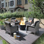XIZZI 5-piece Single Chairs Wicker Patio Furniture with Firepit