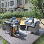 XIZZI 5-piece Single Chairs Wicker Patio Furniture with Firepit