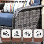 XIZZI 5-piece Single Chairs Wicker Patio Furniture with Firepit