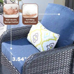 XIZZI 5-piece Single Chairs Wicker Patio Furniture with Firepit