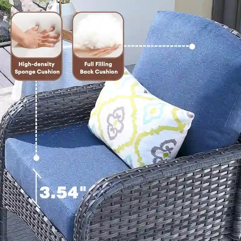 XIZZI 5-piece Single Chairs Wicker Patio Furniture with Firepit