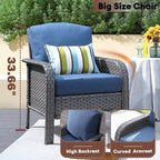 XIZZI 5-piece Single Chairs Wicker Patio Furniture with Firepit