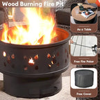 XIZZI 5-piece Single Chairs Wicker Patio Furniture with Firepit