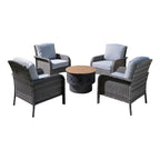 XIZZI 5-piece Single Chairs Wicker Patio Furniture with Firepit