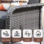 XIZZI 5-piece Single Chairs Wicker Patio Furniture with Firepit