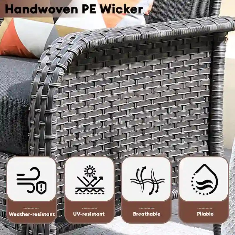 XIZZI 5-piece Single Chairs Wicker Patio Furniture with Firepit