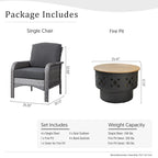 XIZZI 5-piece Single Chairs Wicker Patio Furniture with Firepit