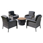 XIZZI 5-piece Single Chairs Wicker Patio Furniture with Firepit