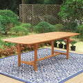 MAISON ARTS Patio Solid Acacia Wood Expandable Dining Table for 6/8 People