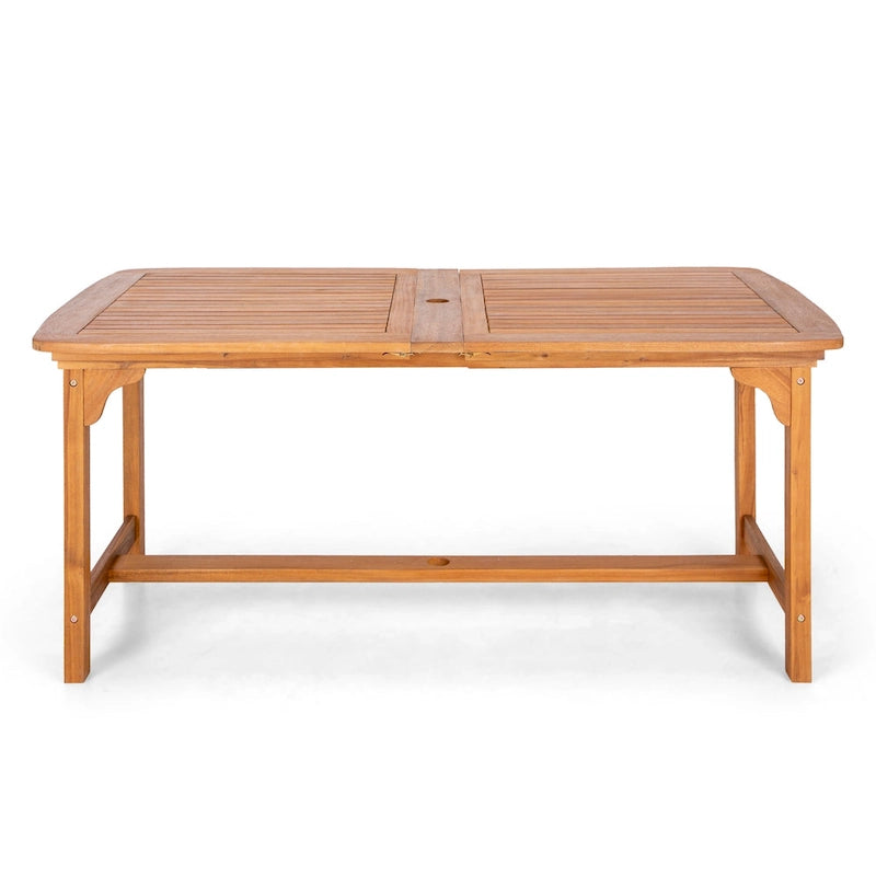 MAISON ARTS Patio Solid Acacia Wood Expandable Dining Table for 6/8 People