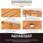 MAISON ARTS Patio Solid Acacia Wood Expandable Dining Table for 6/8 People