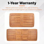 MAISON ARTS Patio Solid Acacia Wood Expandable Dining Table for 6/8 People
