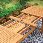 MAISON ARTS Patio Solid Acacia Wood Expandable Dining Table for 6/8 People