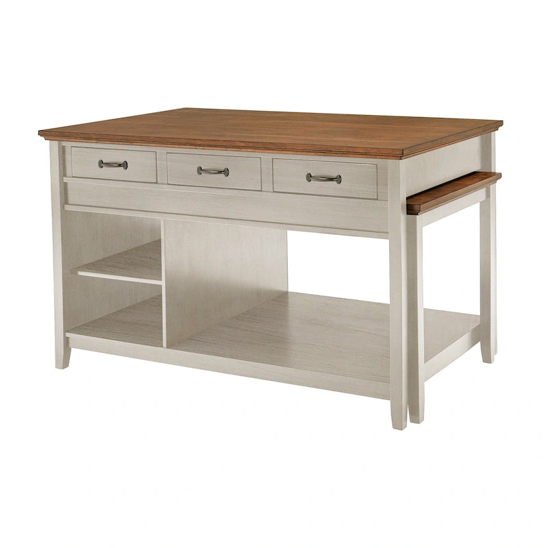 Isola Cucina Estensibile Eleanor bicolore effetto anticato con 3 cassetti di iNSPIRE Q Classic