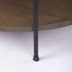 Larkin Two-Tier White Marble Top and Solid Wood Round Coffee Table