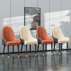 Set of 2 Modern Microfiber Silicone Leather Upholstered Dining Chairs, Metal Legs - 20.5x19.3x35.5 inch