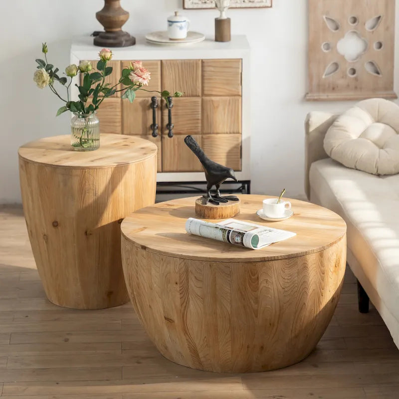 Bucket Shaped Coffee Table Set of Two Pieces