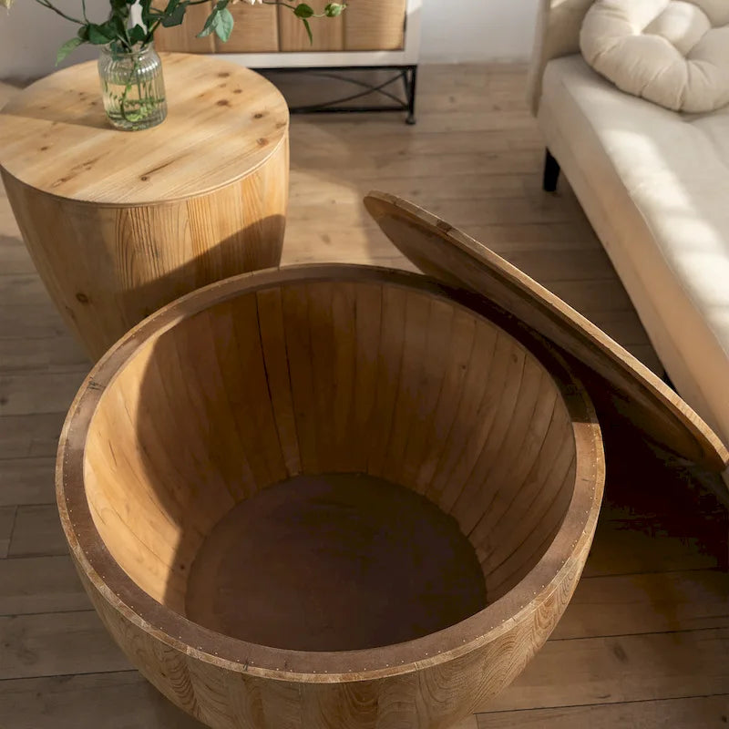 Bucket Shaped Coffee Table Set of Two Pieces