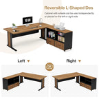 63 Corner Executive Computer Desk and Mobile File Cabinet Set for Home Office