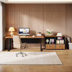 63 Corner Executive Computer Desk and Mobile File Cabinet Set for Home Office