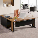 63 Corner Executive Computer Desk and Mobile File Cabinet Set for Home Office